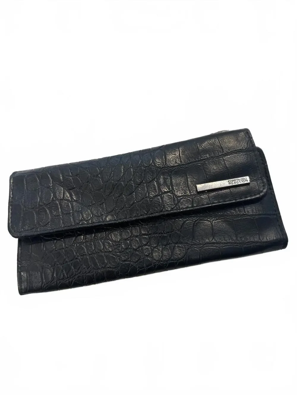Reaction Kenneth Cole Black Alligator Leather Pink Lining
